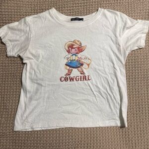Nastygal crop tee with “cowgirl” design